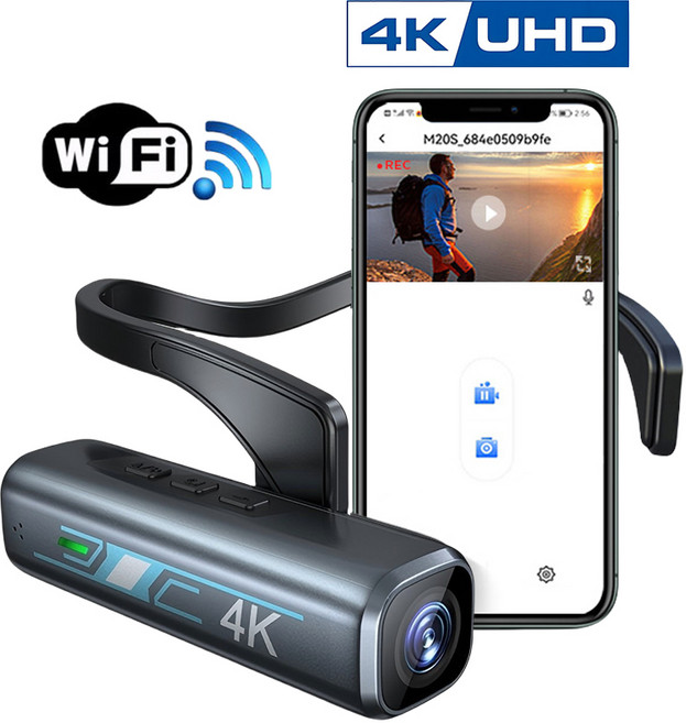 EMITAIM 휴대용 wifi 4K 헤드 마운트 액션캠 3000만 화소 1인칭 헤드셋형 카메라 미니 캠코더 액션카메라 바디캠 녹음기 블랙박스, TDS223Pro