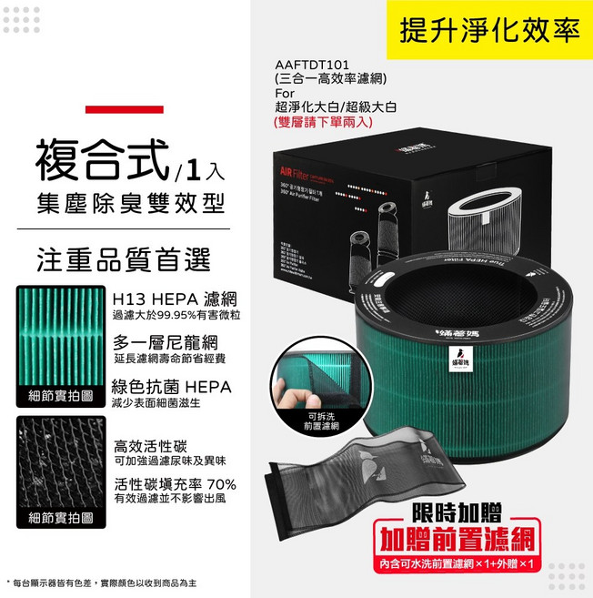 LG 樂金 AS551 AS101 AS601 AS651 AS951 超級大白 空氣清淨機 專用可拆洗前置濾網 5入組, 1個, 複合式 1入(紙框/附可水洗前置濾網）, （LG-RO*1+LG-FC*1）