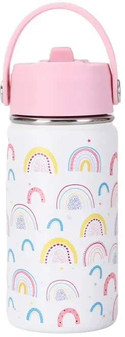 빨대컵 만화 캐릭터 휴대용 주전자 새지 않는 세련된 보온 물병 스테인리스 스틸 진공 학교용 내구성, 01 other, 02 Pink