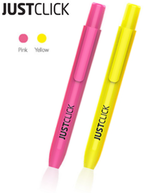 모리스 저스트클릭 형광펜M2 노크식 형광펜, 1개, 핑크+노랑