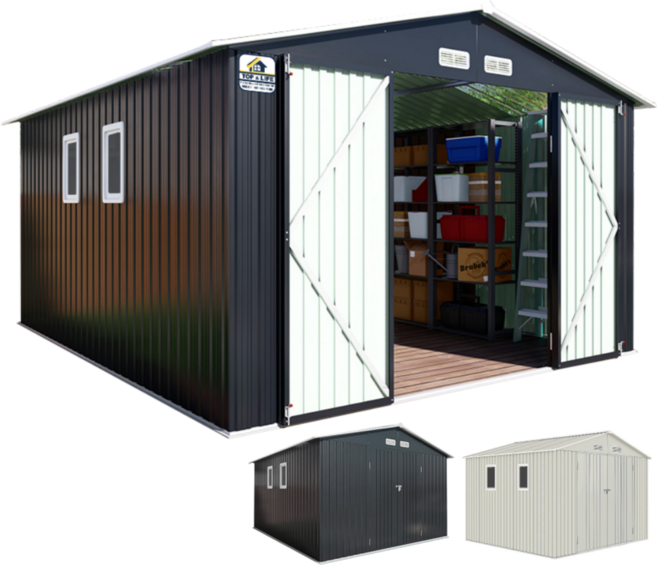 [탑앤라이프] 그랜드-3XL 차콜그레이 조립식창고 야외창고 농막 전원주택 간이 이동식 썬루프 특대형, (고강도플라스틱데크) 제외, (솔리드방수코팅보드) 제외, (LED동작감지센서등) 제외