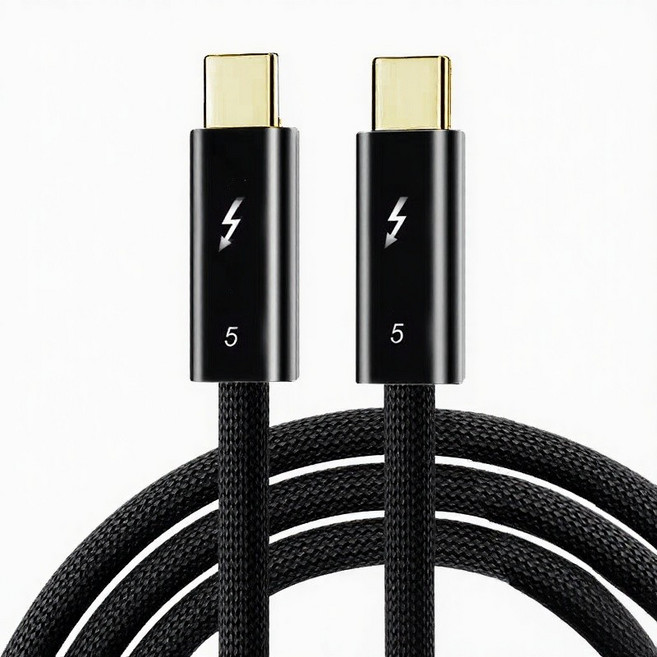 雷電5 全功能數據線 兼容雷電4 240W快充 120Gbps高速傳輸 16K超清投屏, 1個, Type-C to C, 黑色, 30cm
