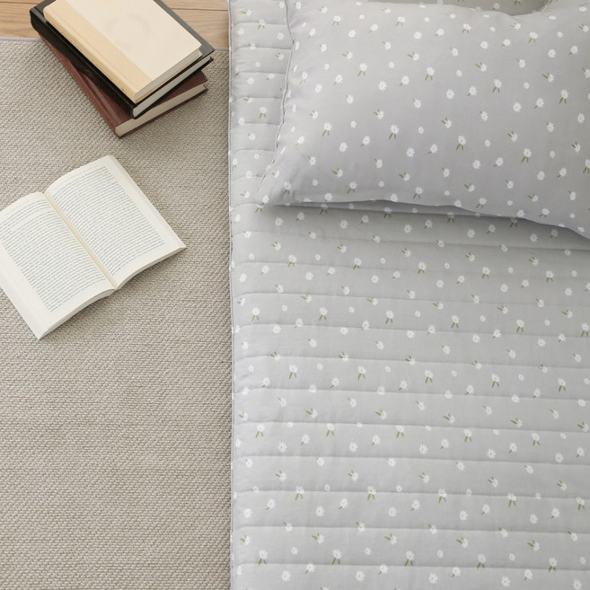 애프터식스 안녕데이지 누빔 요커버 S D Q 먼지없는 세미마이크로 사계절 바닥 요솜커버, 안녕데이지_누빔_요커버, 더블(D)_그레이