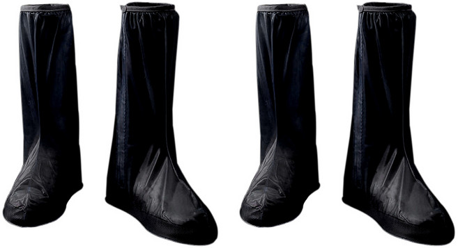 1+1 부츠형 롱 신발 방수 커버 집업 레인 슈즈 세트 덧신 장화 실리콘 미끄럼방지 장마철 지퍼 비 슈커버 비오는날, M사이즈, 1세트, R99810B(블랙+블랙