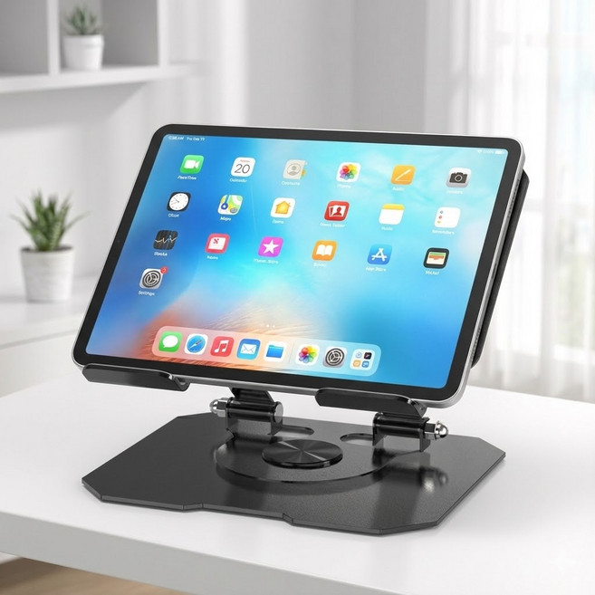 데일픽 360도회전 각도조절 태블릿 거치대, 1개, 블랙