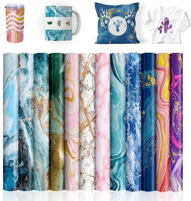 수채화 마블 전사지 8매 열프레스용 수예 공예 DIY 용품, 마블-1