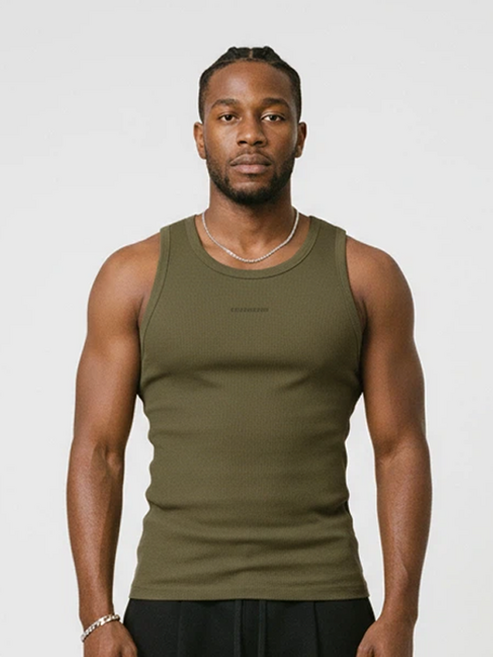 PACIENCIA 베이직 자수 골지 나시