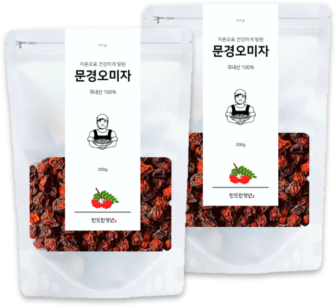 반듯한청년 세척 건조 문경건오미자 국산100%, 400g, 1개, 2개입