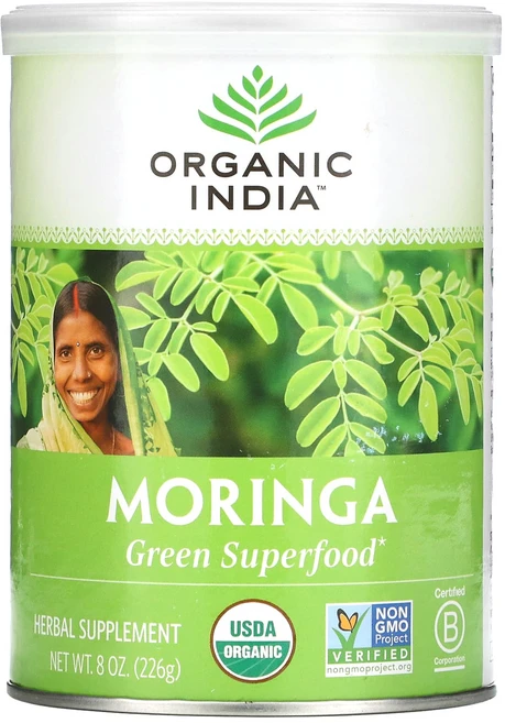 Organic India 모링가 그린 슈퍼 푸드 226g(8oz), 1개, 226g - 쿠팡