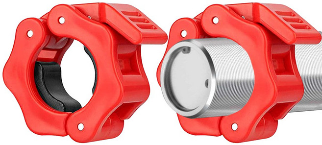 위즈맥스 원터치 원판 마구리 바벨 락조, 레드 30mm, 2개