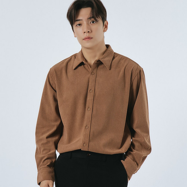 엘엑스티 남성용 일반핏 오버핏 코듀로이 셔츠