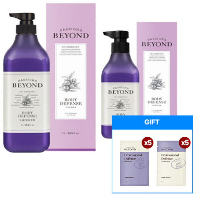 [비욘드(화장품)] 비욘드 바디디펜스 샤워 1L + 450ml +프로디펜스 샴푸 5ml*5 + 트리트먼트 5ml*5, 1개, 1.5L