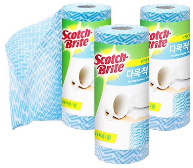 스카치브라이트 빨아쓰는 항균행주 40매입x3롤, 40매입, 3개