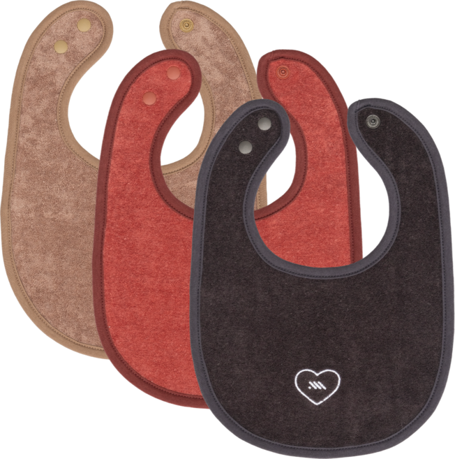A Prime Standard 아기 유아 턱받이 이중 테리 Icon Line, 1세트, 3개입, 챠콜, 와인, 브라운