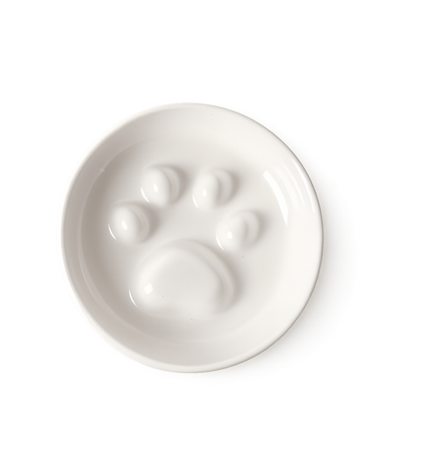 COZY-CAT 寵物慢食碗, 白色腳印-單碗, 1個