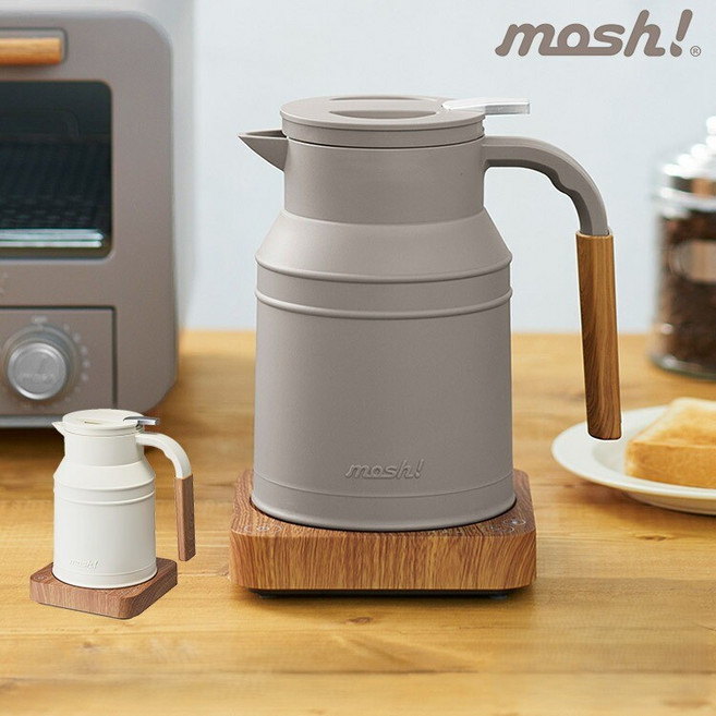 해외 구매대행 mosh 모슈 전기포트 아이보리 보온 주전자 0.8L 2컬러 M-EK1 일본발송, 브라운