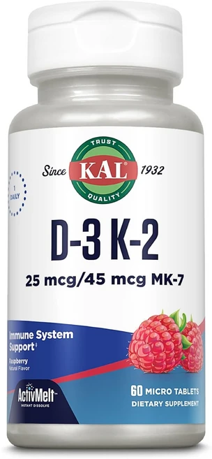 칼 비타민D-3 25mcg 비타민K-2 45mcg MK-7 60타블렛, 1개, 60정 - 쿠팡
