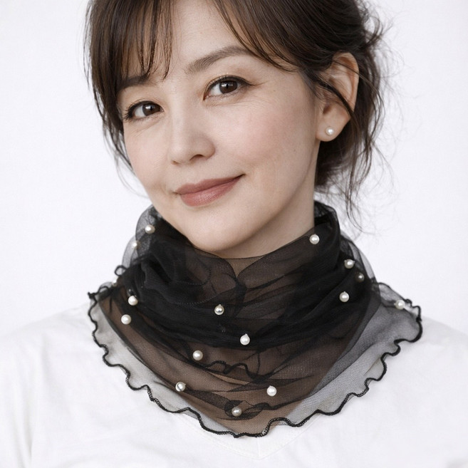 히트앤씨 2276 메쉬 레이스 1+1 스카프 여성 넥워머 쁘띠 중년