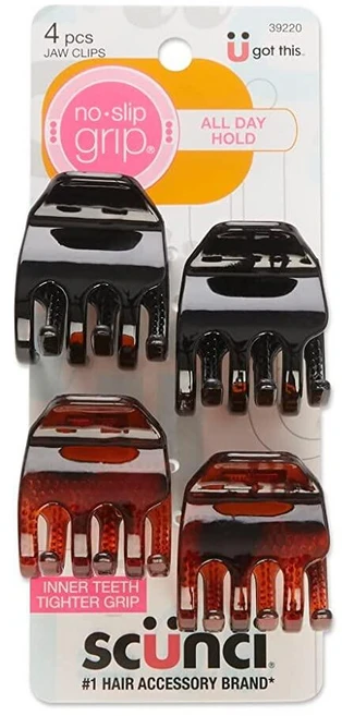 Scunci 미끄럼 방지 청키 턱 클립 사이즈 4팩 134351 - 쿠팡