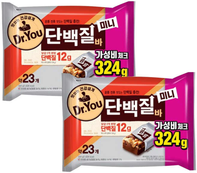닥터유 단백질바 한입쏙, 324g, 2개
