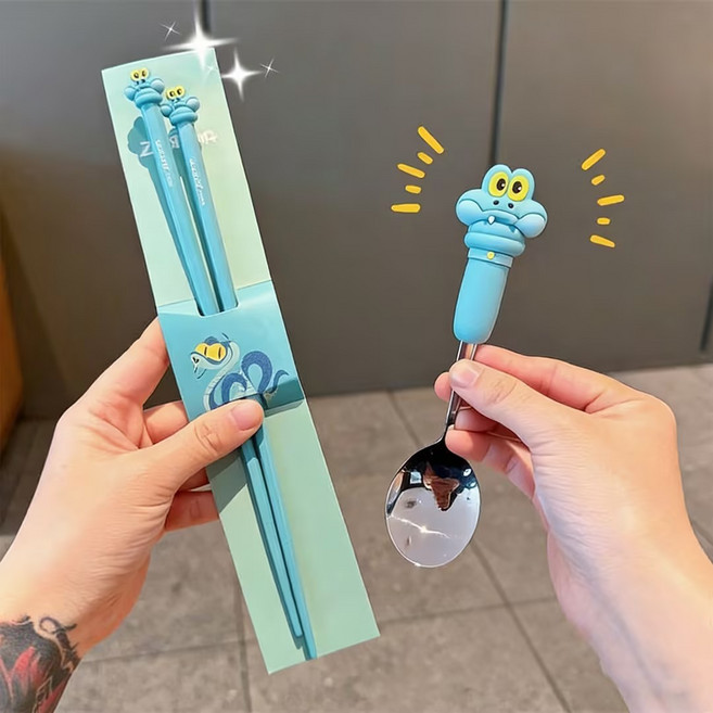 주토피아 밀크카 개리 젖가락 숟가락 포크 도시락수저세트 리본 수저세트 휴대용, 1세트, 슈트