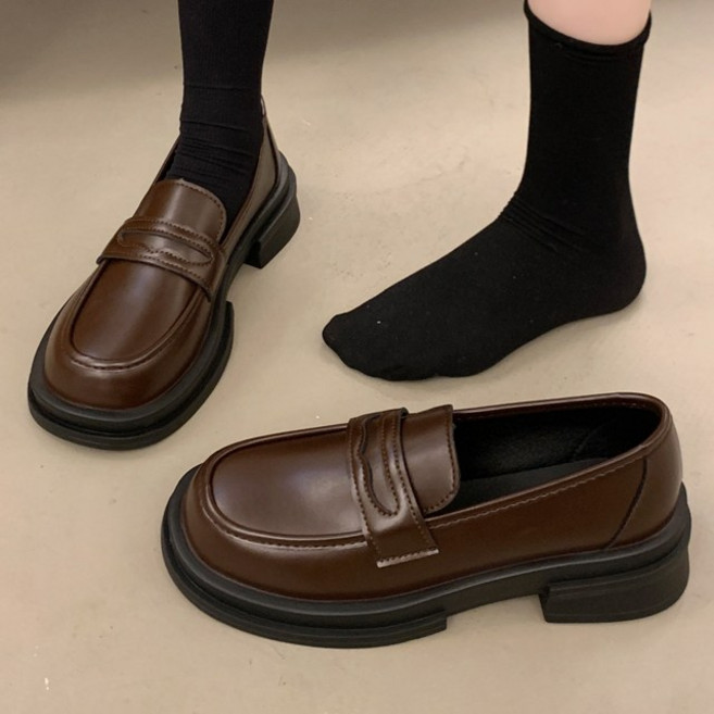 오늘출발 메르나뛰 심플 민자 부드럽고 발편한 통굽 로퍼 키높이 청키 여성 단화 ME601