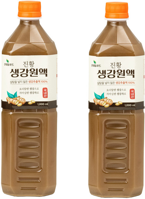 산내들푸드 수제 무설탕 국산 100% 생강즙 진황생강원액, 1L, 2개