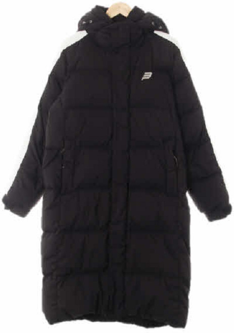 7854 빈폴스포츠 블랙 구스다운 어깨배색라인롱패딩 [95]