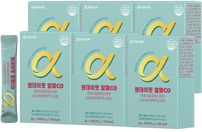 솔리치 원데이핏 알파CD 알파시클로덱스트린 난소화성말토덱스트린, 42g, 6개