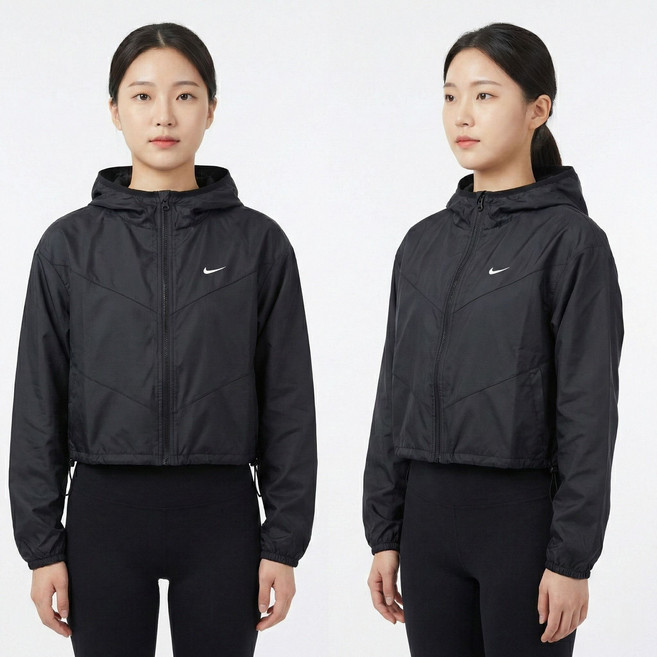 나이키 여성 바람막이 윈드러너 크롭 루즈핏 후드 집업 경량 우븐 재킷