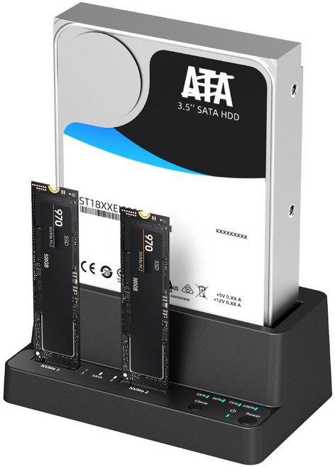 인네트워크 M.2 NVME SSD 2베이+SATA 1베이 지원 원터치 클론 USB3.1 3베이 도킹스테이션, 1개, IN-SHNDK3P