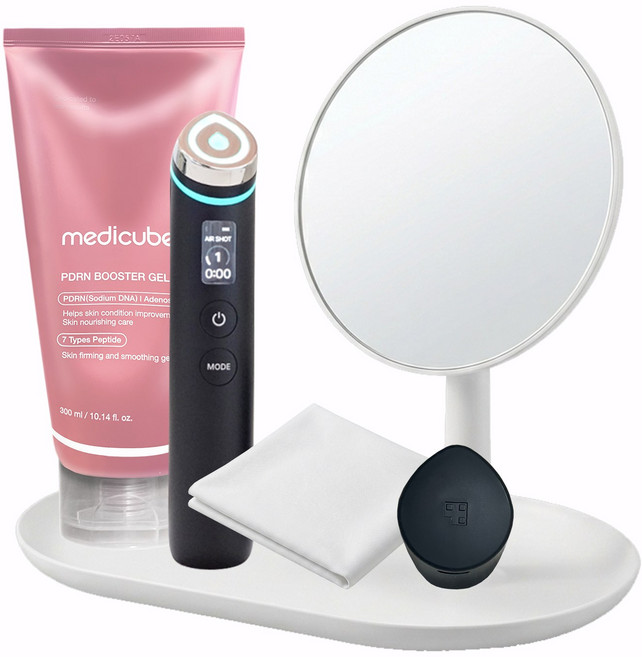 메디큐브 에이지알 부스터 프로 + PDRN 부스팅 젤 + 캡 + 메디큐브 정품 스탠드 거울