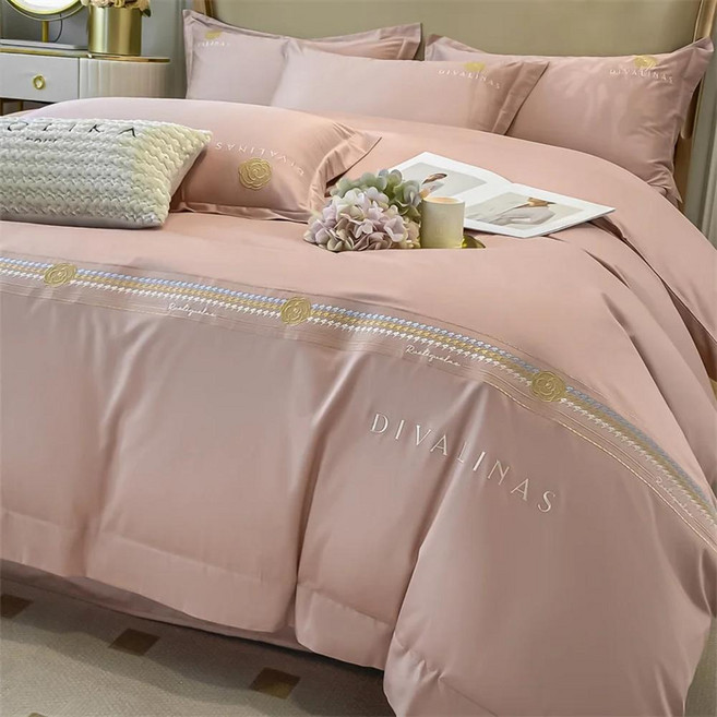 장섬유 면 피스 퀼트 커버 여름 텐셀 심플 침대 시트, 1개, 2. elegant powder / E. 2.0 ...