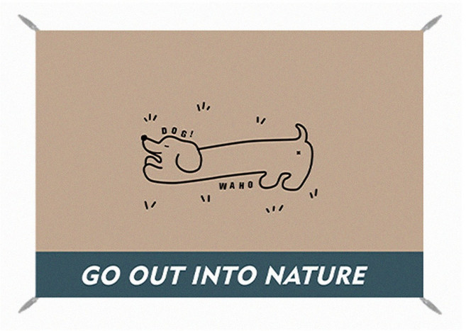 TUBAN 野餐墊 戶外防水防潮墊, 野餐墊【卡其小狗】,大號, 無