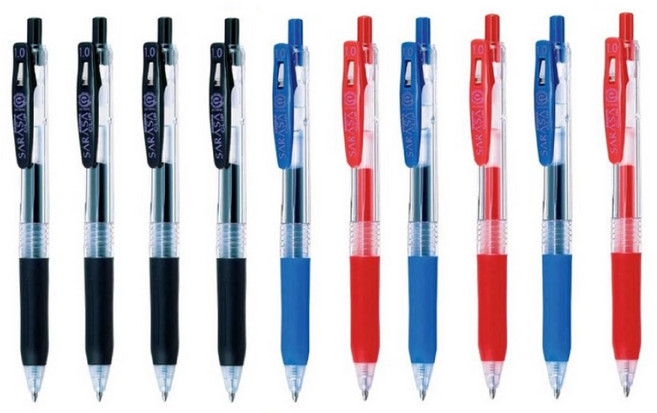 제브라 사라사클립볼펜 1.0mm, 3색, 10개