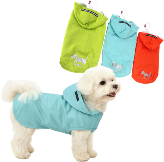 [바니오] 강아지 레인코트 비옷 애견비옷 반려견비옷 판초 3가지 색상, 그린, 1개