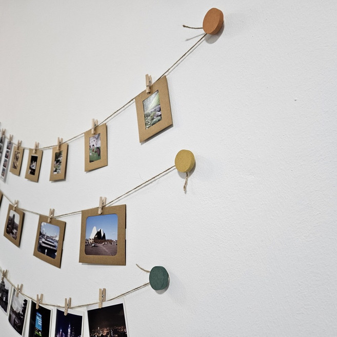 우드캔버스 벽사진걸이 오렌지/그린/옐로우 3종 SET, 2원형