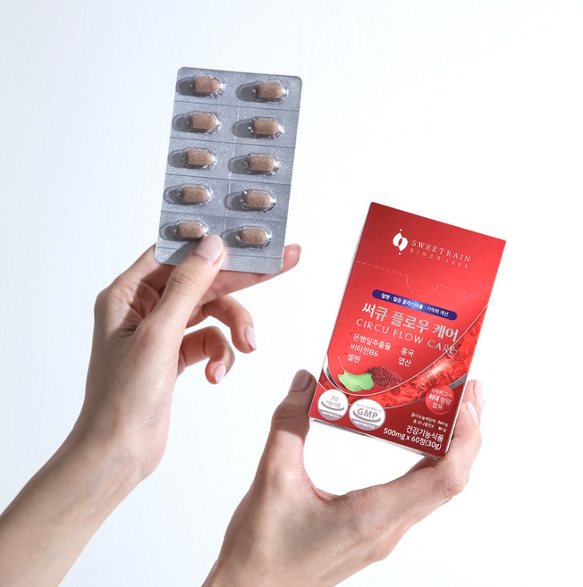 스윗레인 써큐플로우케어 은행잎추출물 홍국 모나콜린k 혈액순환 혈행 콜레스테롤 기억력 개선, 1박스, 60정