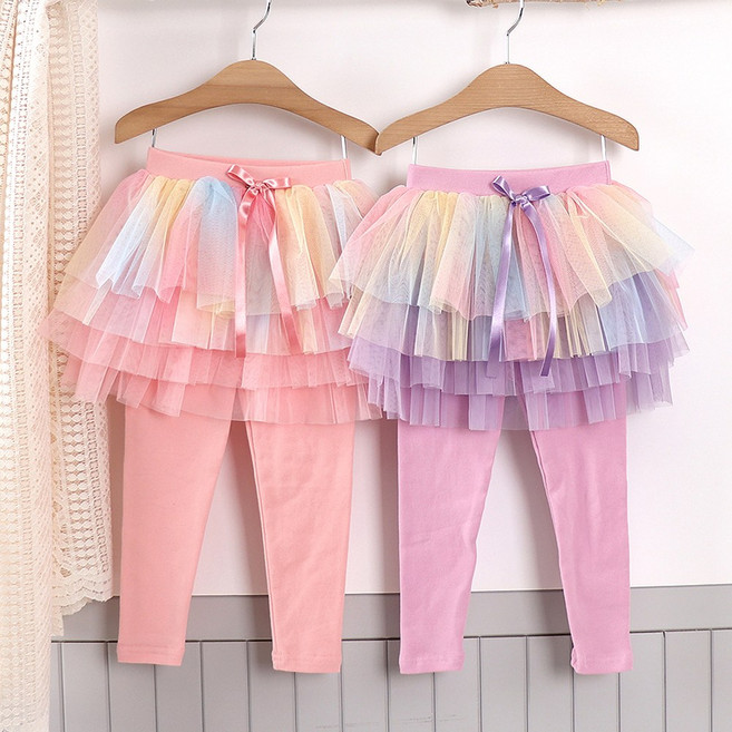 국내생산 여아 무지개 샤 치마레깅스 샤캉캉 치마바지 레깅스 치렝스