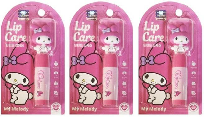 산리오 마이멜로디 틴티드 립케어 어린이 키즈 립밤, 4.5g, 3개