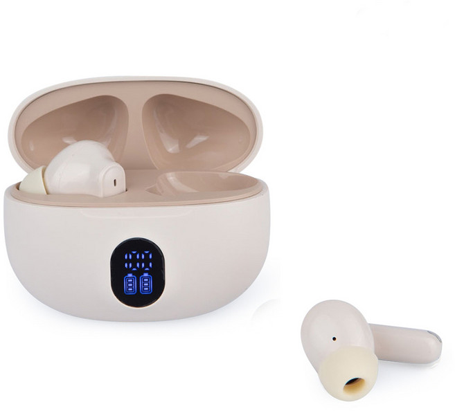 PLEIGO TWS LED 디스플레이 블루투스 이어폰, 아이보리, N950