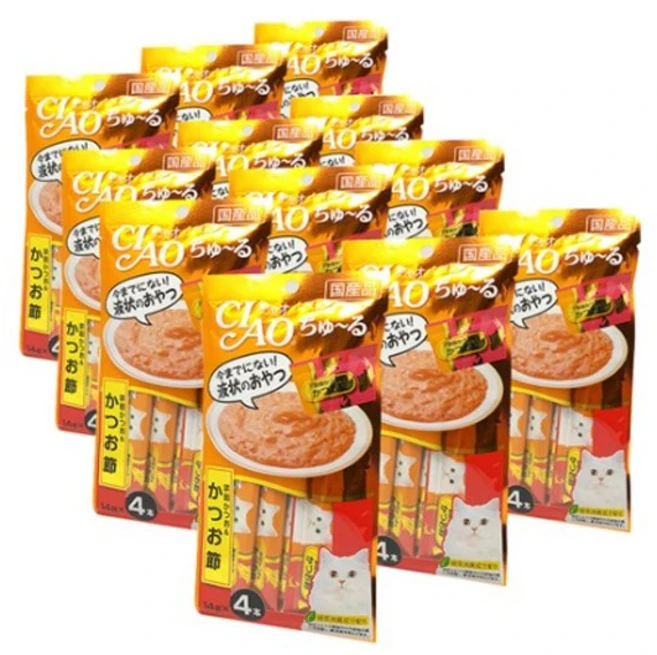챠오츄르 고양이 짜먹는 간식, 혼합맛(가다랑어/가다랑어포), 14g, 48개 - 쿠팡