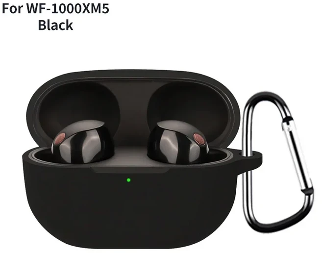 소니호환 WF 1000XM5 무선 이어폰 커버호환 케이스 충격 방지 소프트 실리콘 헤드셋 후크가 있는 긁힘 보호, 1세트, 다크 그레이, For SONY WF 1000XM5