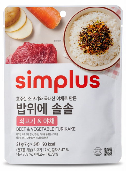simplus 밥위에 솔솔 쇠고기, 1개, 21g