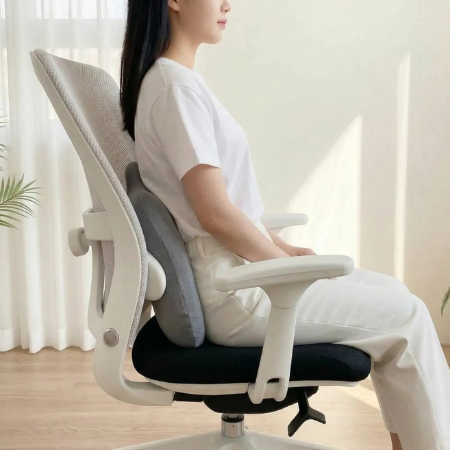 온픽홈 허리 메모리폼 등 쿠션, 그레이