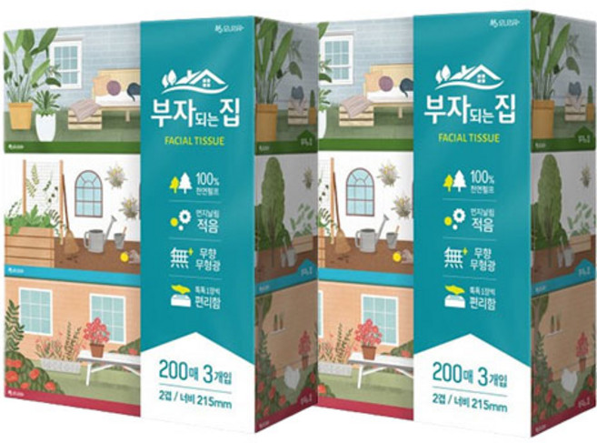 모나리자 부자되는 집 천연 펄프 각티슈 2겹, 200매, 6개