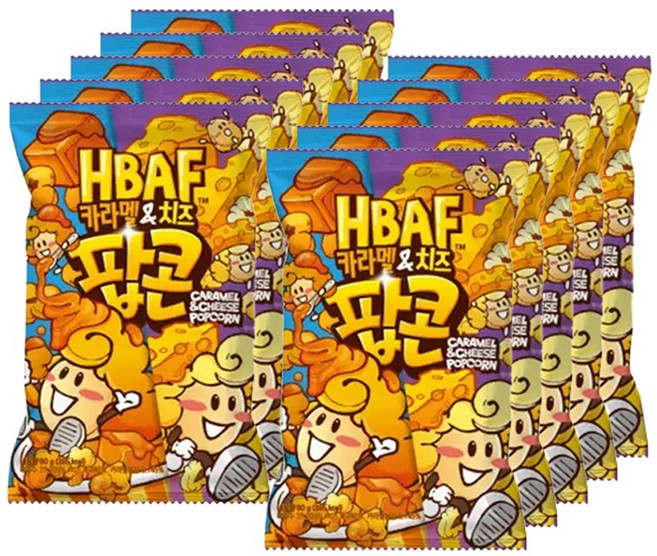 HBAF 바프 팝콘 카라멜앤치즈, 80g, 10개