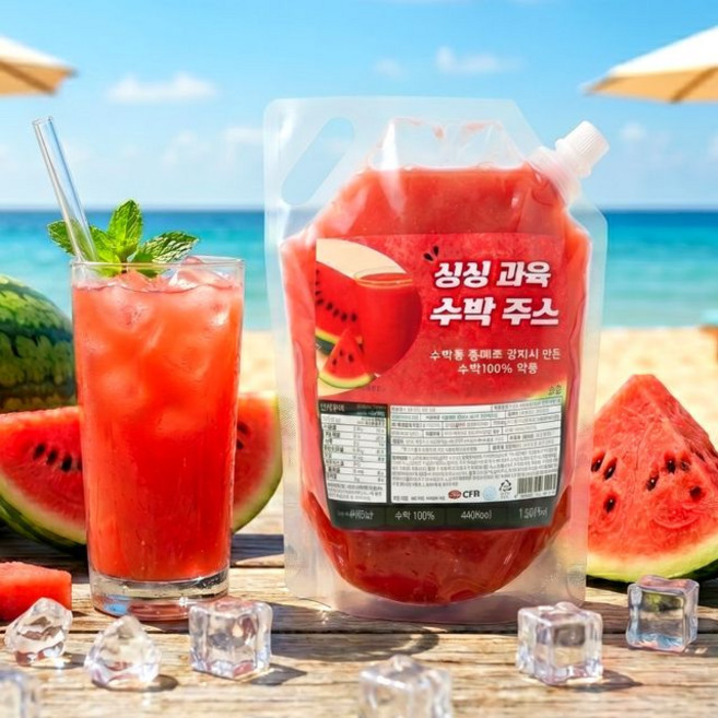 과육착즙! 땡모반 시원한 수박주스, 1L