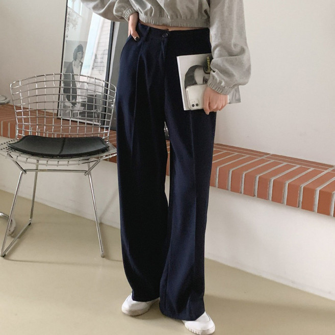 [ 3가지기장 / S~2XL ] 찰랑거리는 핀턱 와이드 슬랙스 팬츠 바지