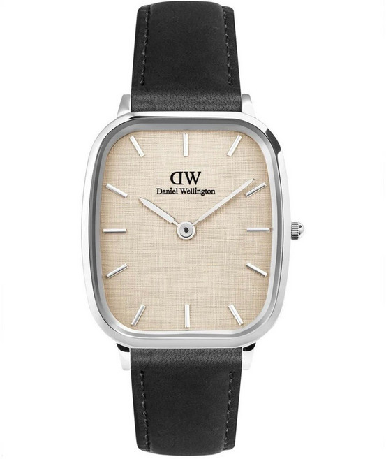 Daniel Wellington 復古織紋真皮皮革方錶 32mm 女錶 銀框